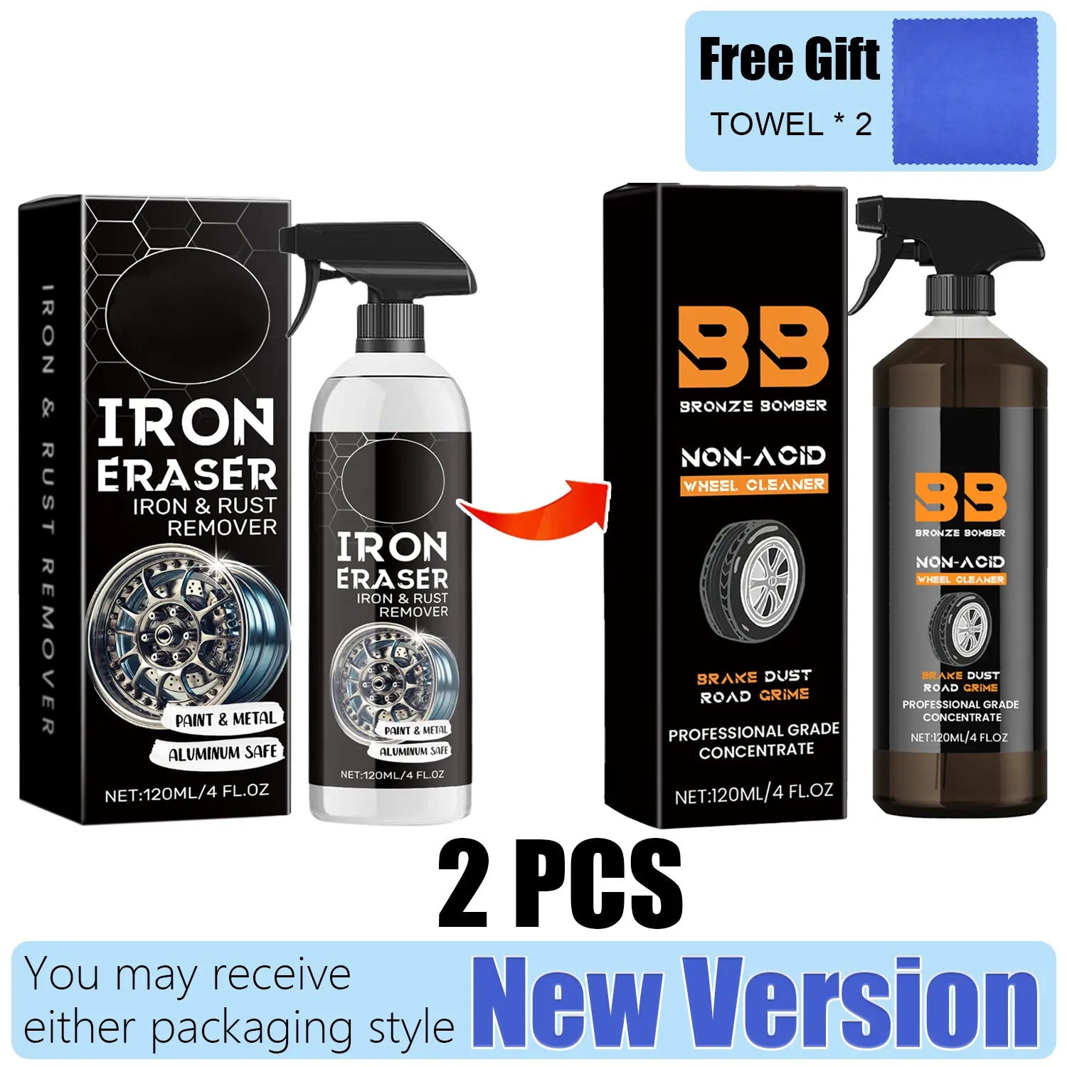 120ML Automotive Rust Remover Spray - Fast-Acting Iron & Rust Cleaner for Wheels, Rims, Metal Surfaces - Car Detailing, Detailing Products Chemicals - Safe for Most Automotive Finishes, Cars, Motorcycles