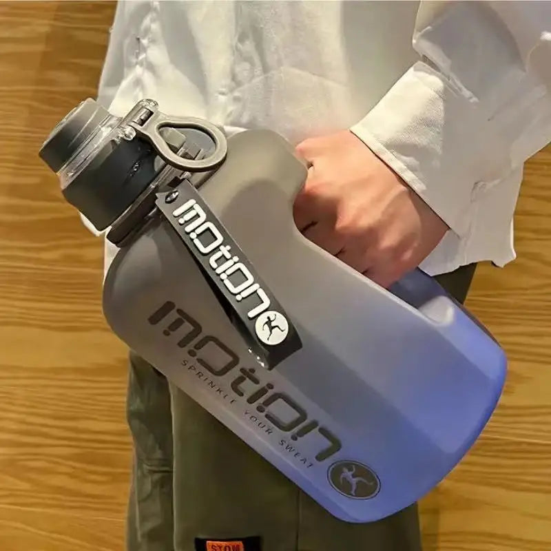 2.4 Liter Sports Water Bottle with Straw Large Capacity Fitness with Scale Gradient Kettle Outdoor Plastic Portable Water Bottle