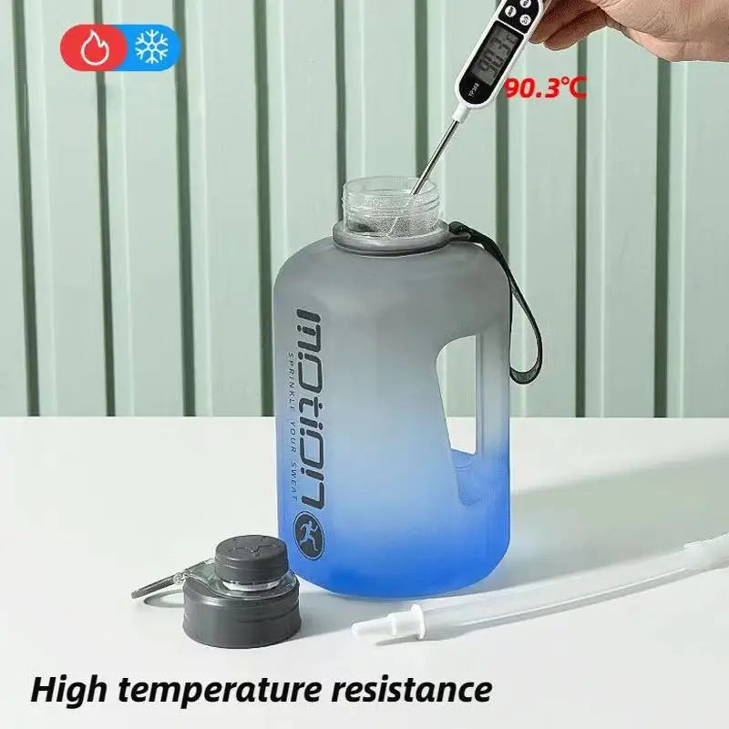 2.4 Liter Sports Water Bottle with Straw Large Capacity Fitness with Scale Gradient Kettle Outdoor Plastic Portable Water Bottle