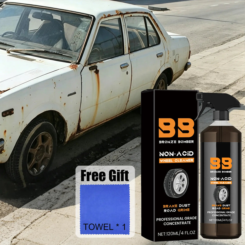 120ML Automotive Rust Remover Spray - Fast-Acting Iron & Rust Cleaner for Wheels, Rims, Metal Surfaces - Car Detailing, Detailing Products Chemicals - Safe for Most Automotive Finishes, Cars, Motorcycles