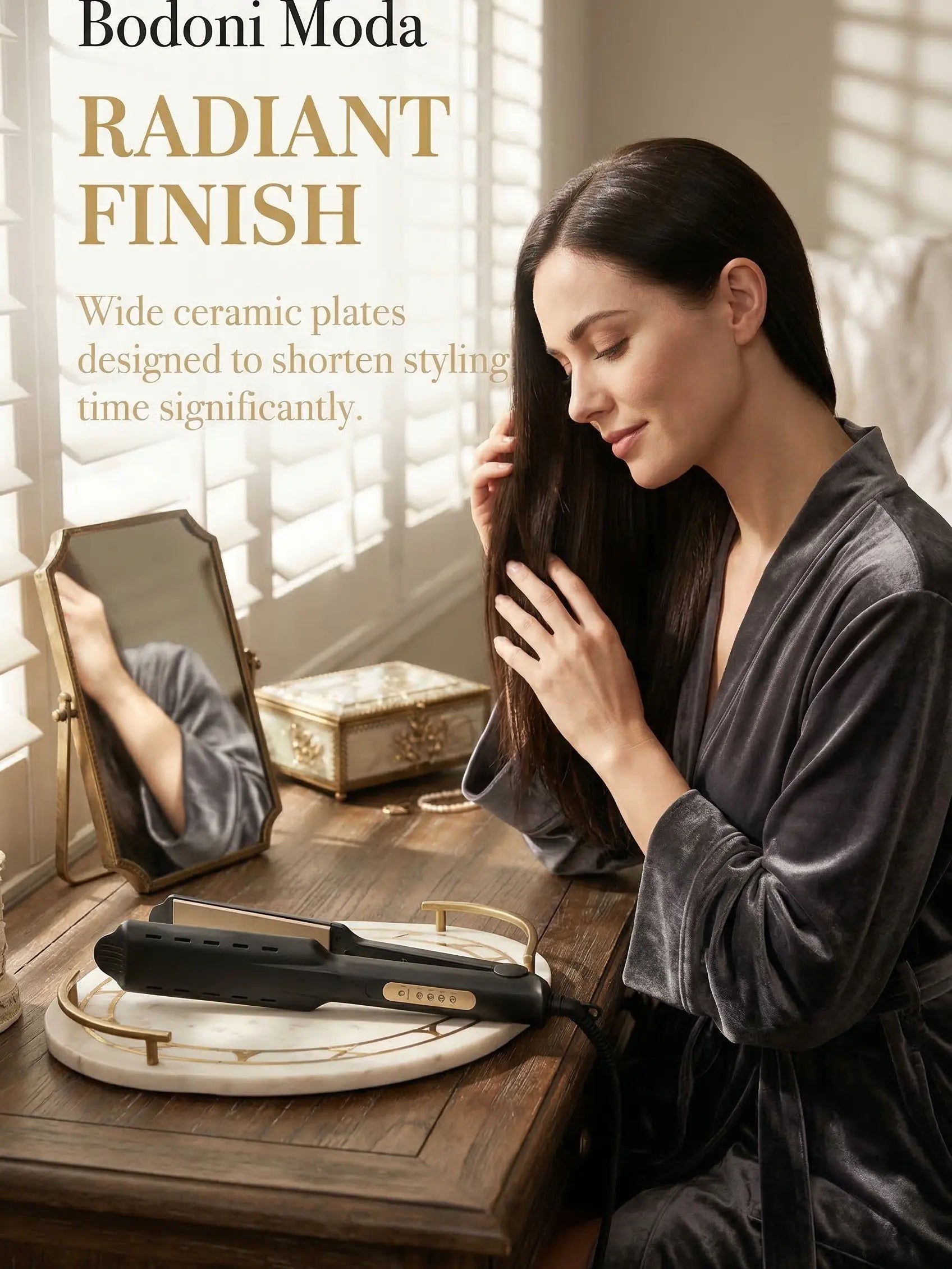 2 in 1 Hair Straightener Curler, Ceramic Flat Iron with Adjustable Temp, Fast Heat Up, Dual Voltage, Anti-Scald Hair Styling Tool for Home & Travel