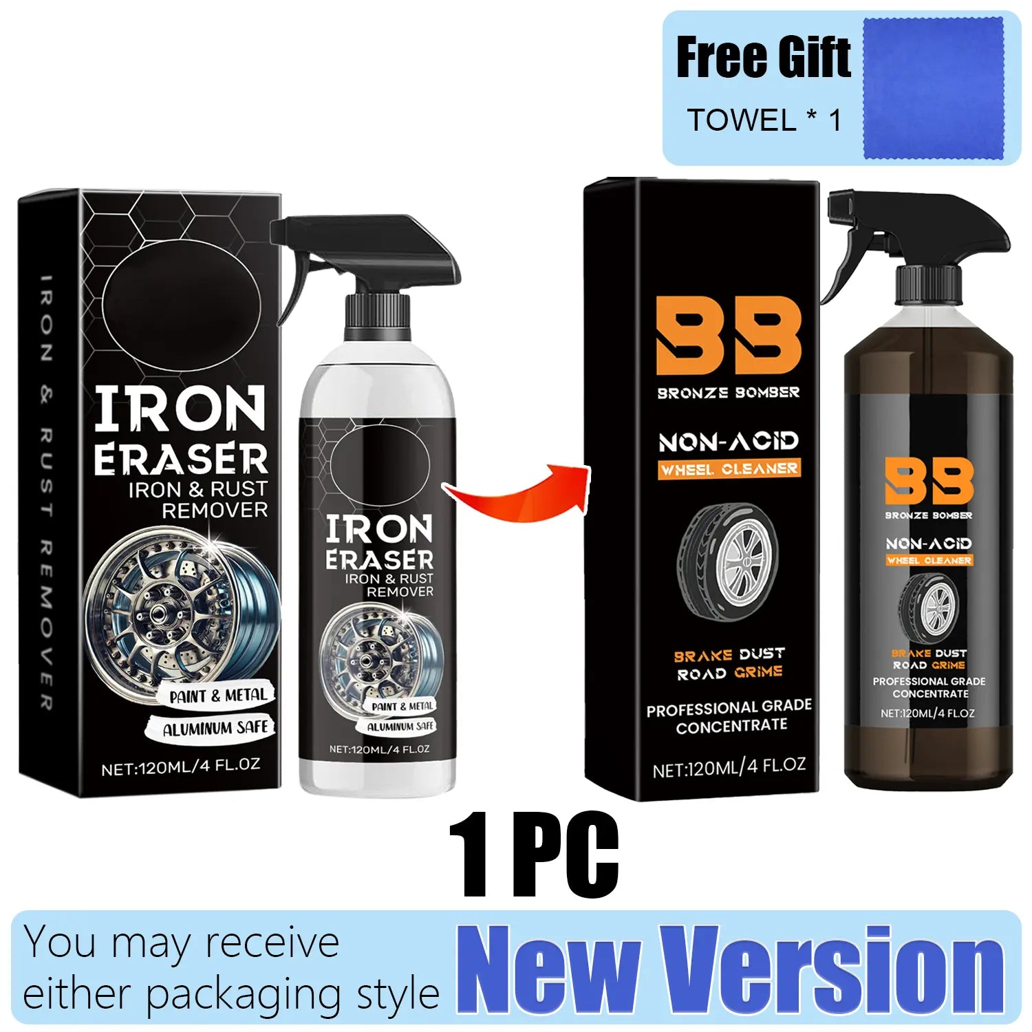120ML Automotive Rust Remover Spray - Fast-Acting Iron & Rust Cleaner for Wheels, Rims, Metal Surfaces - Car Detailing, Detailing Products Chemicals - Safe for Most Automotive Finishes, Cars, Motorcycles