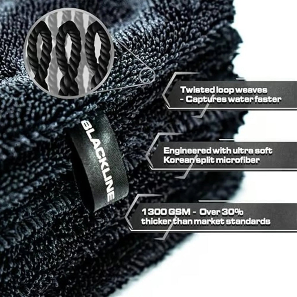 Premium Black Microfiber Twisted-Loop Towels for Car Cleaning Multifuntion Professional Super Soft Car Cleaning Drying Cloth