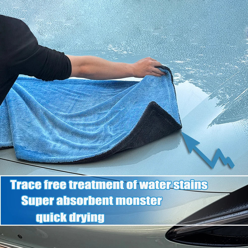 AUTOBRIGHT Premium 1300Gsm Microfiber Car Towel 40*60Cm 60*90Cm Thick Soft One Wipe Drying Professional Car Cleaning Cloth Tools