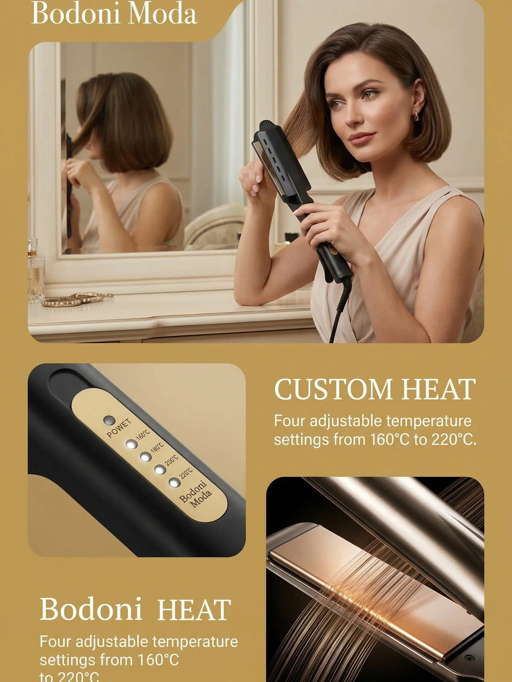 2 in 1 Hair Straightener Curler, Ceramic Flat Iron with Adjustable Temp, Fast Heat Up, Dual Voltage, Anti-Scald Hair Styling Tool for Home & Travel