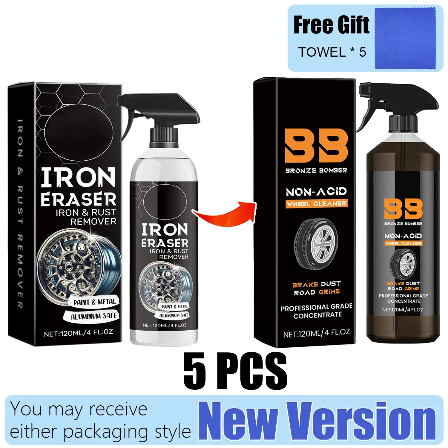120ML Automotive Rust Remover Spray - Fast-Acting Iron & Rust Cleaner for Wheels, Rims, Metal Surfaces - Car Detailing, Detailing Products Chemicals - Safe for Most Automotive Finishes, Cars, Motorcycles