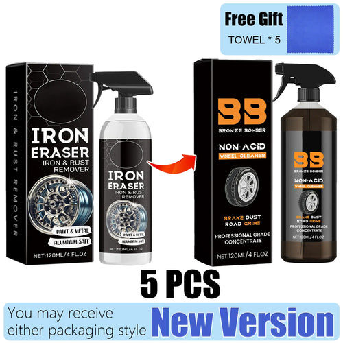 120ML Automotive Rust Remover Spray - Fast-Acting Iron & Rust Cleaner for Wheels, Rims, Metal Surfaces - Car Detailing, Detailing Products Chemicals - Safe for Most Automotive Finishes, Cars, Motorcycles