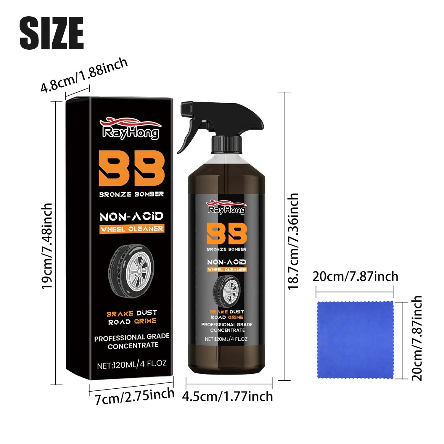 120ML Automotive Rust Remover Spray - Fast-Acting Iron & Rust Cleaner for Wheels, Rims, Metal Surfaces - Car Detailing, Detailing Products Chemicals - Safe for Most Automotive Finishes, Cars, Motorcycles